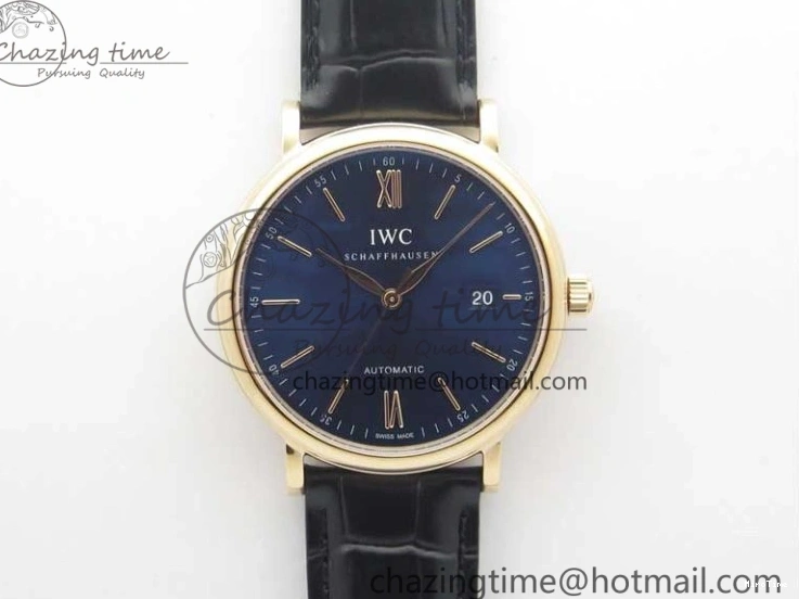 MIROTIME 0319 MoistureWicking Portofino Automatic RG IW356522 FKF 1:1 Best Edition Blue Dial on Black Croco Strap A 7109